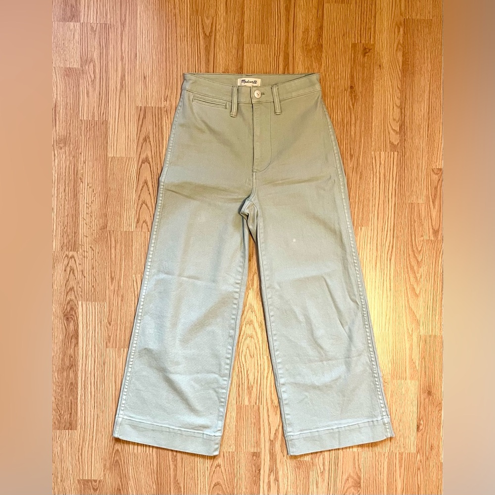 Madewell - Wide-Leg Crop Pants - Dusky Seamist Green- Size 24